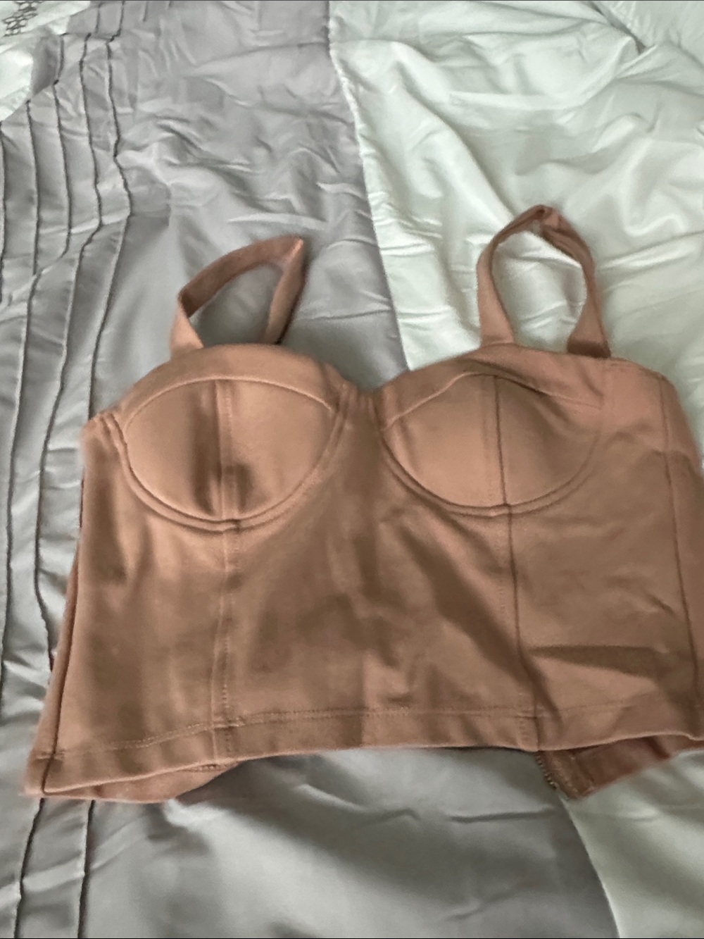 Shinestar Nude Longline Bustier Crop Top